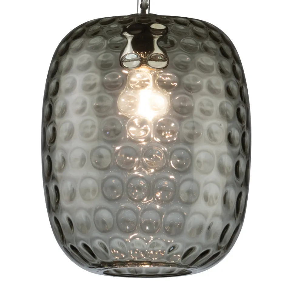 Lampada Sospesa in Vetro Veneziano e Metallo Cromato Made in Italy - Calima Viadurini