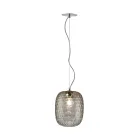 Lampada Sospesa in Vetro Veneziano e Metallo Cromato Made in Italy - Calima Viadurini