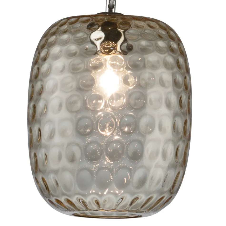 Lampada Sospesa in Vetro Veneziano e Metallo Cromato Made in Italy - Calima Viadurini