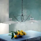 Lampada Sospesa Lineare 2 Luci Ceramica Effetto Ricamo Artigianale - Ravenna Viadurini