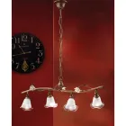 Lampada Sospesa Lineare 4 Luci in Ferro, Vetro e Rose di Ceramica - Siena Viadurini