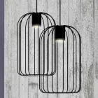 Lampada Sospesa Moderna con Struttura in Filo Metallico Made in Italy - Gabbia Viadurini