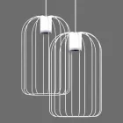 Lampada Sospesa Moderna con Struttura in Filo Metallico Made in Italy - Gabbia Viadurini