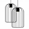 Lampada Sospesa Moderna con Struttura in Filo Metallico Made in Italy - Gabbia