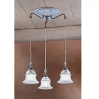 Lampada Sospesa Tonda in Ferro, Vetro, Ceramica Dipinta a Mano - Ferrara Viadurini
