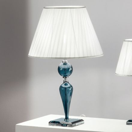 Lampada Tavolo Classica in Vetro Fatto a Mano Rigaton e Metallo - Fievole Viadurini