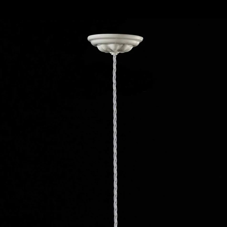 Lampada vintage a sospensione in ceramica lucida e viti dorate Betty Viadurini