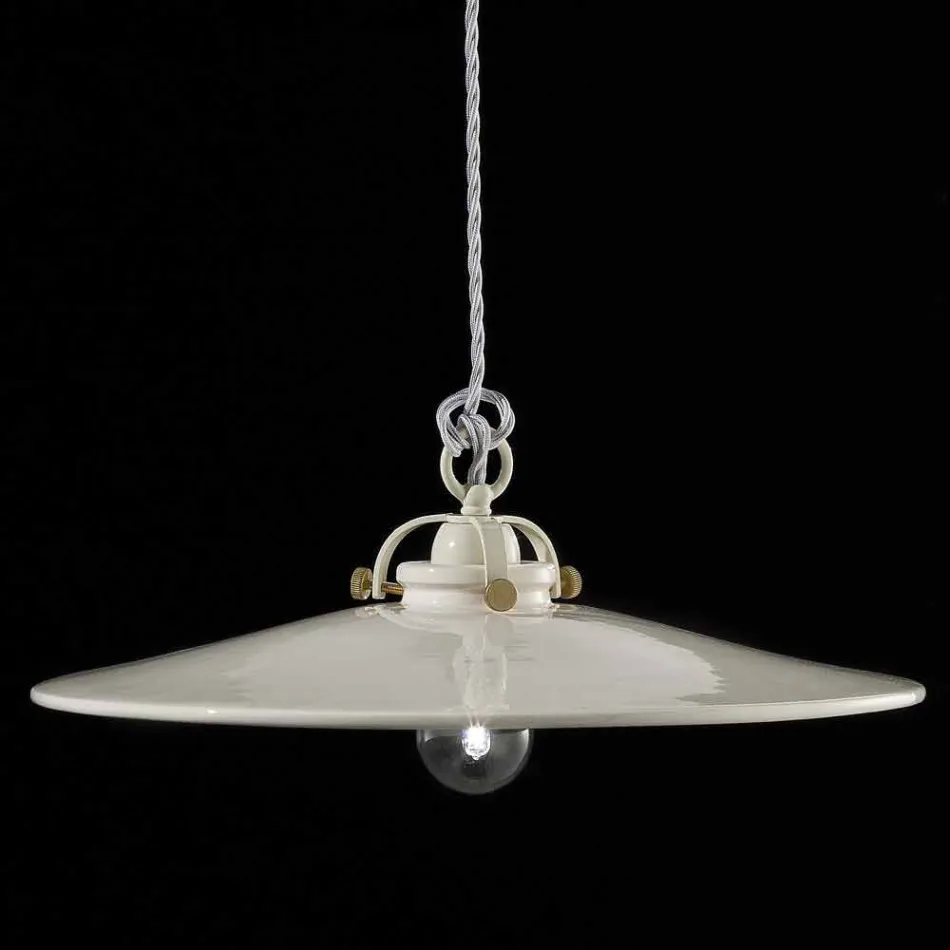 Lampada vintage a sospensione in ceramica lucida e viti dorate Betty Viadurini