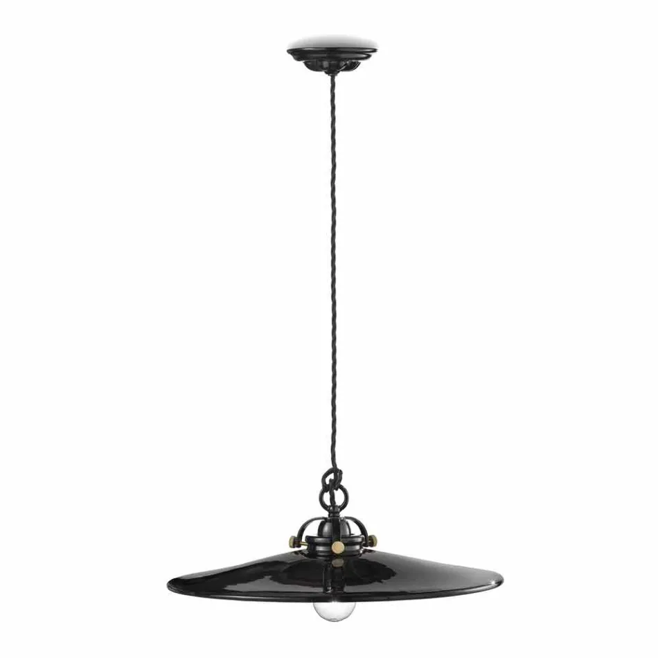 Lampada vintage a sospensione in ceramica lucida e viti dorate Betty Viadurini