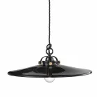 Lampada vintage a sospensione in ceramica lucida e viti dorate Betty Viadurini
