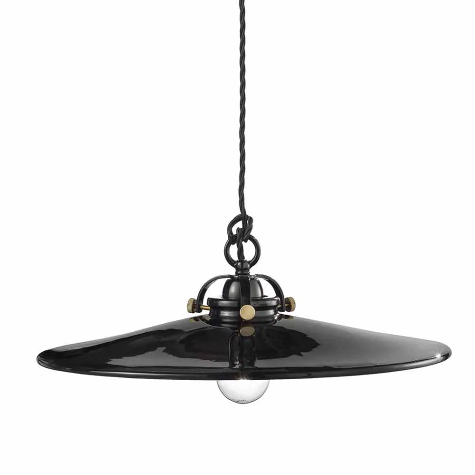 Lampada vintage a sospensione in ceramica lucida e viti dorate Betty Viadurini