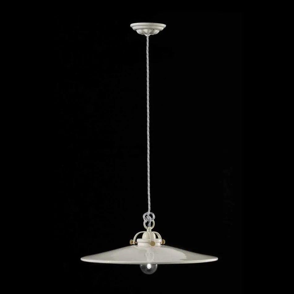 Lampada vintage a sospensione in ceramica lucida e viti dorate Betty Viadurini