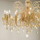 Lampadario 12 Luci Artigianale in Vetro di Venezia e Metallo - Fiorentino Viadurini