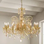 Lampadario 12 Luci Artigianale in Vetro di Venezia e Metallo - Fiorentino Viadurini
