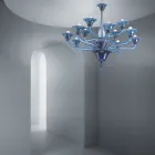 Lampadario 12 Luci Artigianale in Vetro Veneziano Made in Italy - Ismail Viadurini