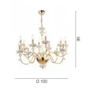 Lampadario 12 Luci Classico in Porcellana e Vetro Soffiato Lusso - Eteria Viadurini