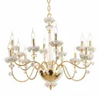 Lampadario 12 Luci Classico in Porcellana e Vetro Soffiato Lusso - Eteria Viadurini