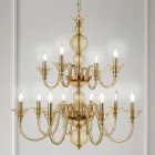 Lampadario 12 Luci Classico in Vetro a Mano Italiano e Metallo - Memore Viadurini