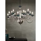Lampadario 12 Luci Classico in Vetro, Cristallo e Metallo Lusso - Flanders Viadurini