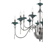 Lampadario 12 Luci Classico in Vetro, Cristallo e Metallo Lusso - Flanders Viadurini