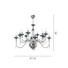 Lampadario 12 Luci Classico in Vetro, Cristallo e Metallo Lusso - Flanders Viadurini