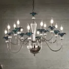 Lampadario 12 Luci Classico in Vetro, Cristallo e Metallo Lusso - Flanders Viadurini