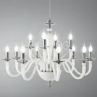 Lampadario 12 Luci Classico in Vetro Fatto a Mano e Cristallo - Mariangela Viadurini