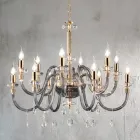 Lampadario 12 Luci Classico in Vetro Italiano Lavorato a Mano - Similo Viadurini