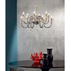 Lampadario 12 Luci Classico in Vetro Italiano Lavorato a Mano - Similo Viadurini
