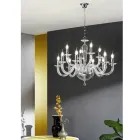 Lampadario 12 Luci Classico in Vetro Trasparente a Mano Italiano - Rapallo Viadurini