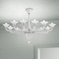 Lampadario 12 Luci in Vetro di Venezia Bianco e Metallo Cromato - Ismail