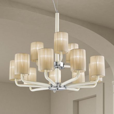 Lampadario 12 Luci in Vetro di Venezia e Metallo Made in Italy - Graham Viadurini