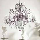 Lampadario 12 Luci in Vetro Veneziano Ametista Made in Italy - Fiorentino Viadurini