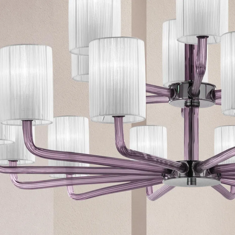 Lampadario 18 Luci Artigianale in Vetro Veneziano Made in Italy - Graham Viadurini