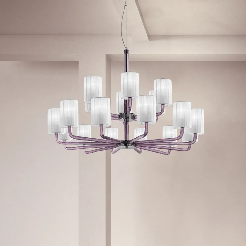 Lampadario 18 Luci Artigianale in Vetro Veneziano Made in Italy - Graham Viadurini