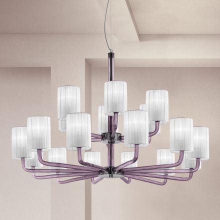 Lampadario 18 Luci Artigianale in Vetro Veneziano Made in Italy - Graham Viadurini
