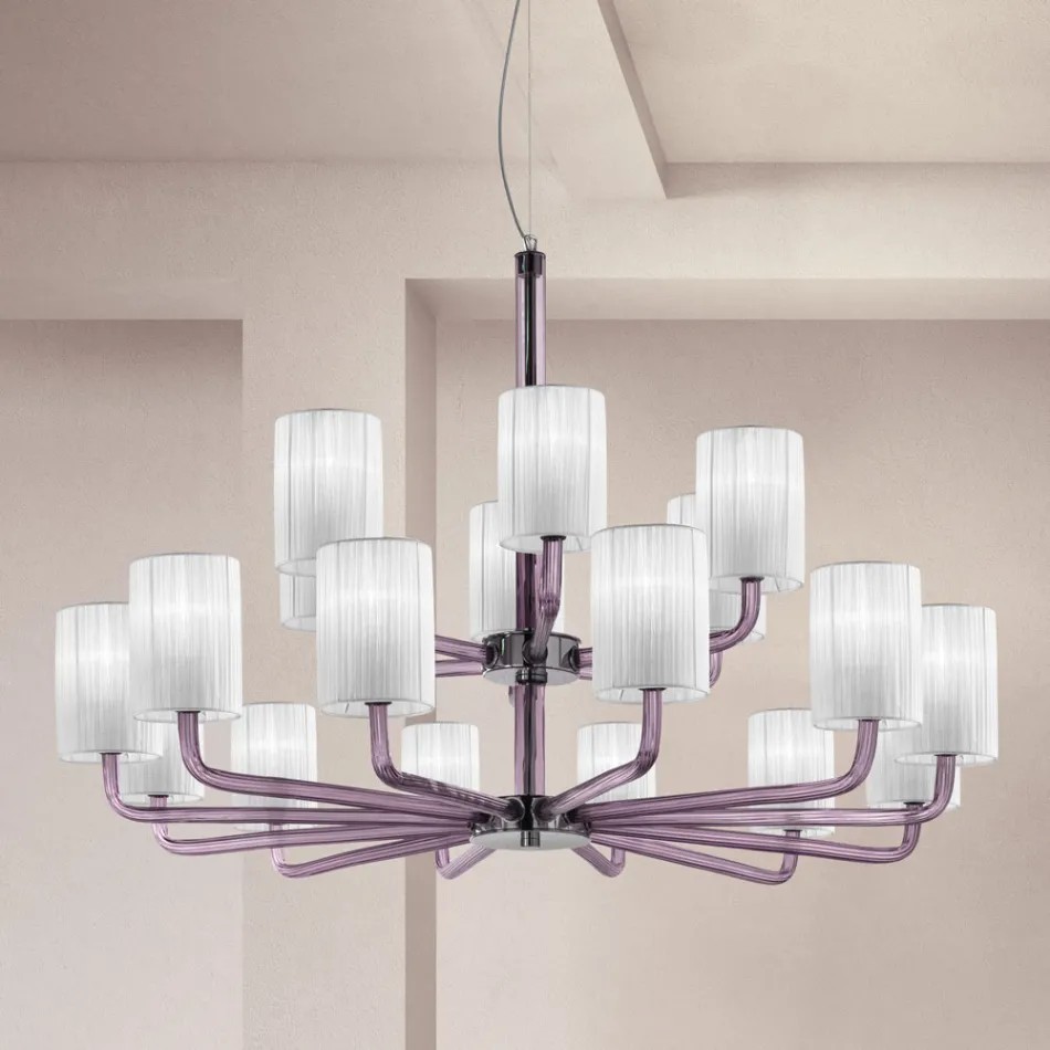 Lampadario 18 Luci Artigianale in Vetro Veneziano Made in Italy - Graham Viadurini