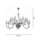 Lampadario 18 Luci Classico in Porcellana e Vetro Soffiato Lusso - Eteria Viadurini