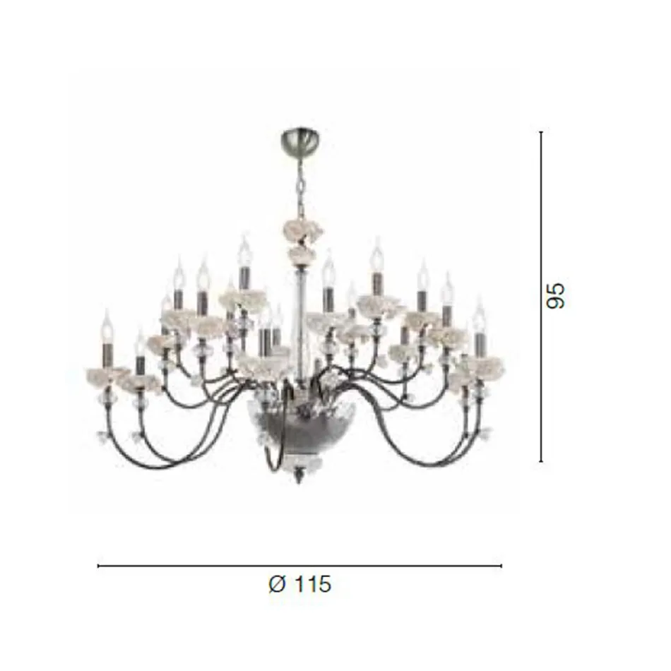 Lampadario 18 Luci Classico in Porcellana e Vetro Soffiato Lusso - Eteria Viadurini