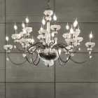 Lampadario 18 Luci Classico in Porcellana e Vetro Soffiato Lusso - Eteria Viadurini