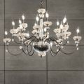 Lampadario 18 Luci Classico in Porcellana e Vetro Soffiato Lusso - Eteria
