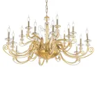 Lampadario 18 Luci in Vetro Soffiato e Cristallo di Lusso Classico - Cassea Viadurini