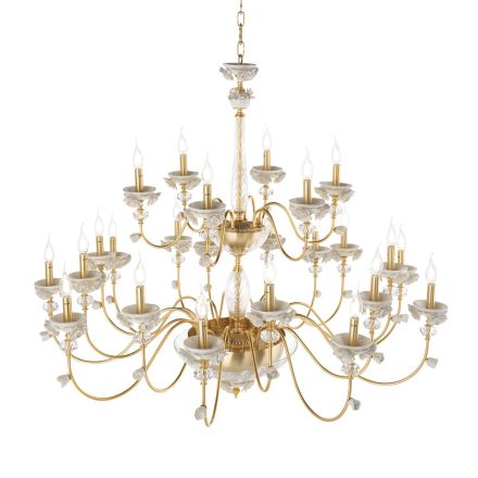 Lampadario 24 Luci Classico in Porcellana e Vetro Soffiato Lusso - Eteria Viadurini