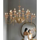 Lampadario 24 Luci Classico in Vetro, Cristallo e Metallo Lusso - Flanders Viadurini