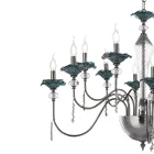 Lampadario 24 Luci Classico in Vetro, Cristallo e Metallo Lusso - Flanders Viadurini