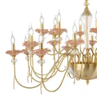 Lampadario 24 Luci Classico in Vetro, Cristallo e Metallo Lusso - Flanders Viadurini