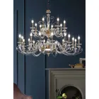 Lampadario 24 Luci in Vetro Soffiato e Cristallo di Lusso Classico - Cassea Viadurini