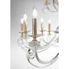 Lampadario 24 Luci in Vetro Soffiato e Cristallo di Lusso Classico - Cassea Viadurini