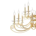 Lampadario 24 Luci in Vetro Soffiato e Cristallo di Lusso Classico - Cassea Viadurini