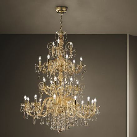Lampadario 27 Luci in Vetro Veneziano Fatto a Mano in Italia - Fiorentino Viadurini